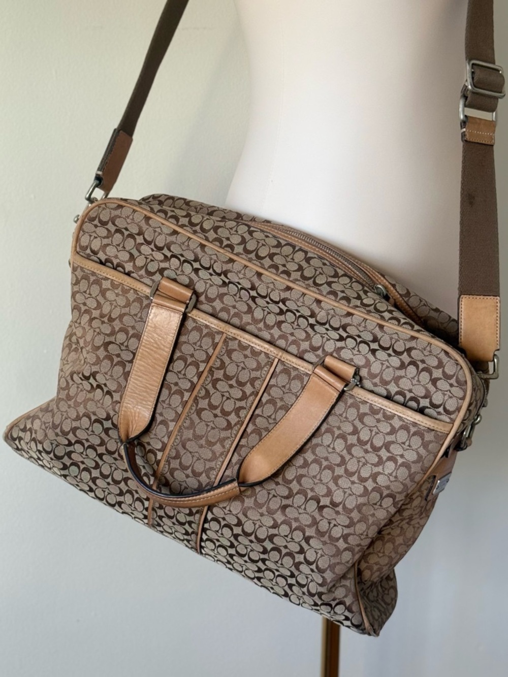 Coach Vintage Brown Signature Canvas Briefcase Laptop Messenger Hudson Bag